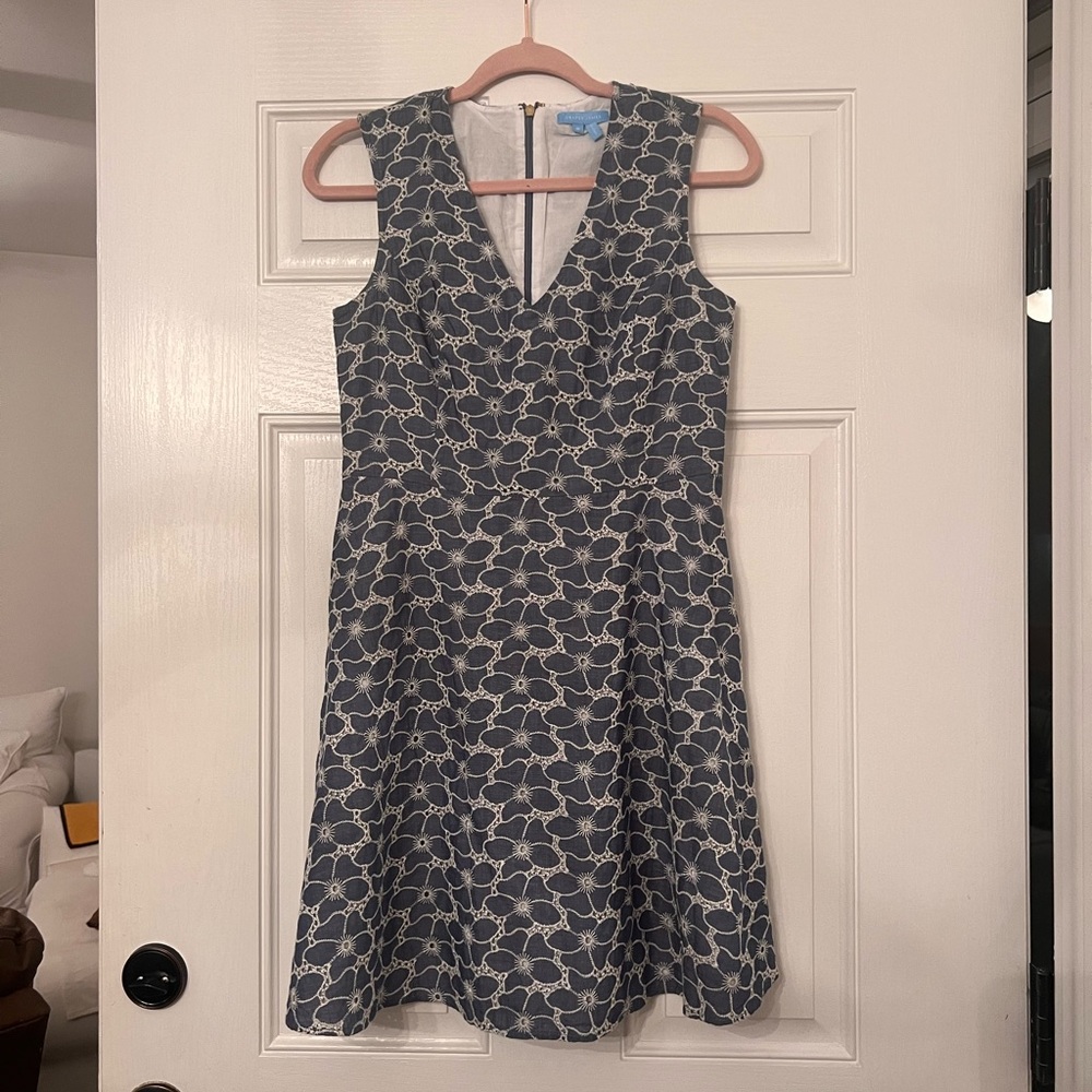 Draper James Harper Love Circle Blue and White Patterned Mini Dress